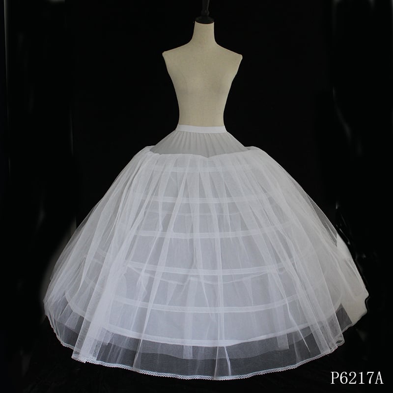 P6217A Bijeli višeslojni mrežasti petticoat za vjenčanicu sa šest prstena