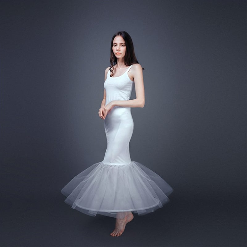 Σκηνική φούστα με στεφάνι και ελαστική μέση για φορέματα με ουρά ψαριού (Μονός μεταλλικός δακτύλιος; Μονόστρωτο ύφασμα; Ενήλικες; Άνοιξη 2023)