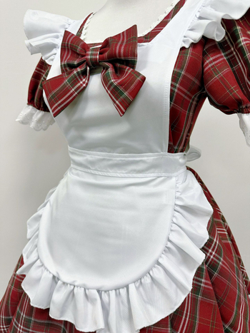 Lolita kalpones apģērbs – japāņu stila Ziemassvētku eņģeļu cosplay, plaid raksts, 90-95% poliesters, zemas izdevums 2025