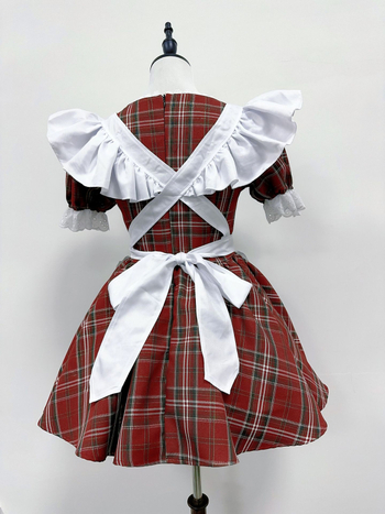 Lolita kalpones apģērbs – japāņu stila Ziemassvētku eņģeļu cosplay, plaid raksts, 90-95% poliesters, zemas izdevums 2025