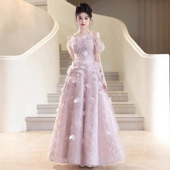 Перо вечерна рокля за жени - висока талия, без ръкави, дълга пола, есен 2025