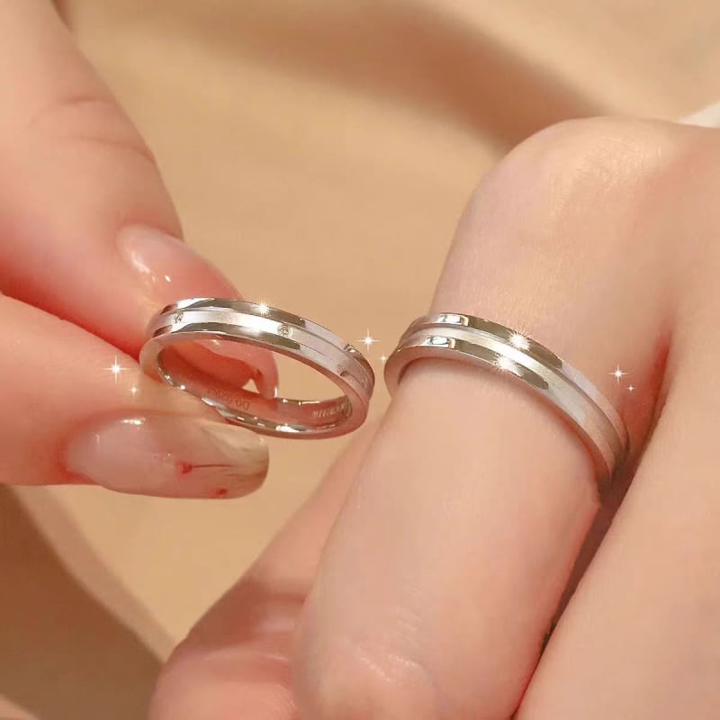 Пръстен, стерлингово сребро, звездо-геометричен дизайн, за двойки, Seiko обработка