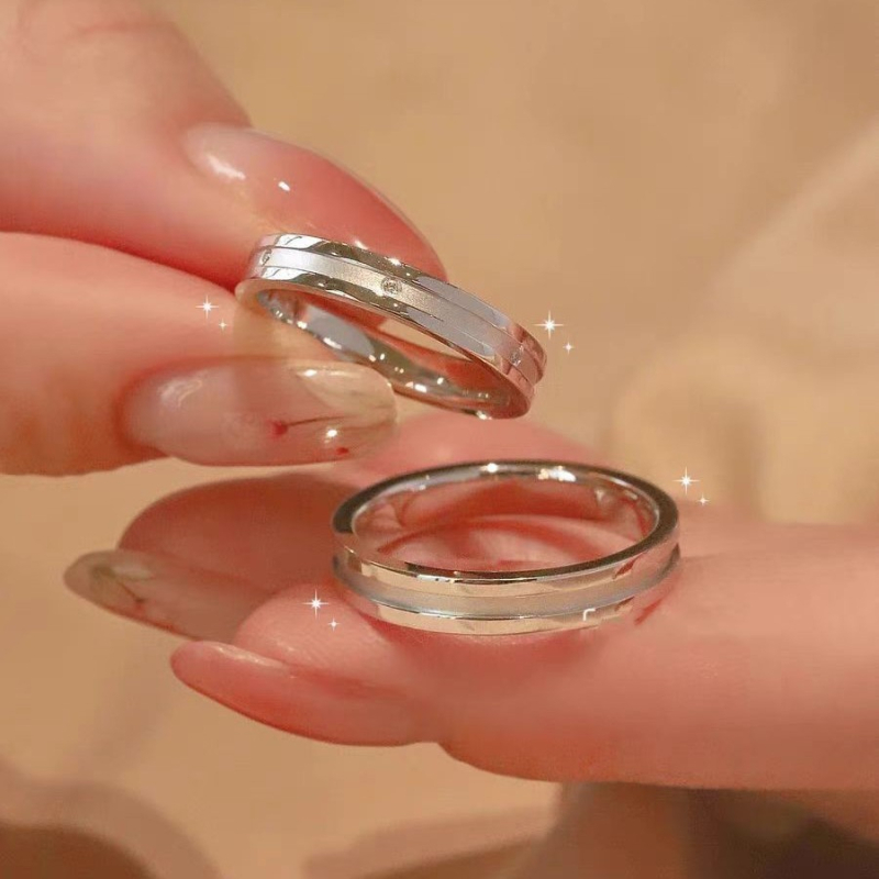 Пръстен, стерлингово сребро, звездо-геометричен дизайн, за двойки, Seiko обработка