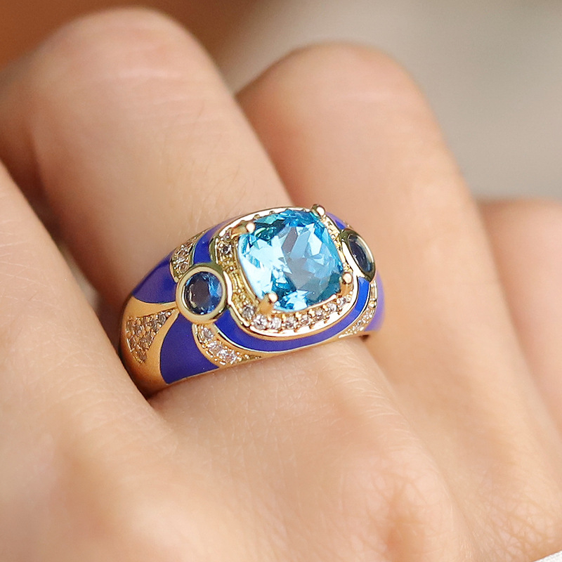 Bakreni geometrijski prsten s elektroplatiranjem, dvorčanski stil