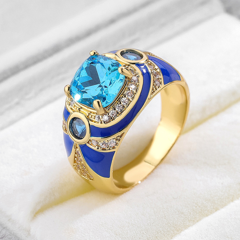 Bakreni geometrijski prsten s elektroplatiranjem, dvorčanski stil