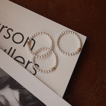 Kun ling prsten s jednostavnim krugom i umjetnim perlama, ručna izrada, geometrijski dizajn, za žene