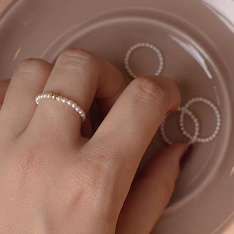 Kun ling prsten s jednostavnim krugom i umjetnim perlama, ručna izrada, geometrijski dizajn, za žene