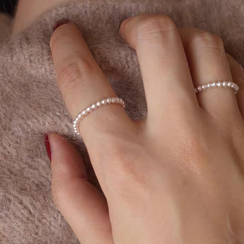 Kun ling prsten s jednostavnim krugom i umjetnim perlama, ručna izrada, geometrijski dizajn, za žene