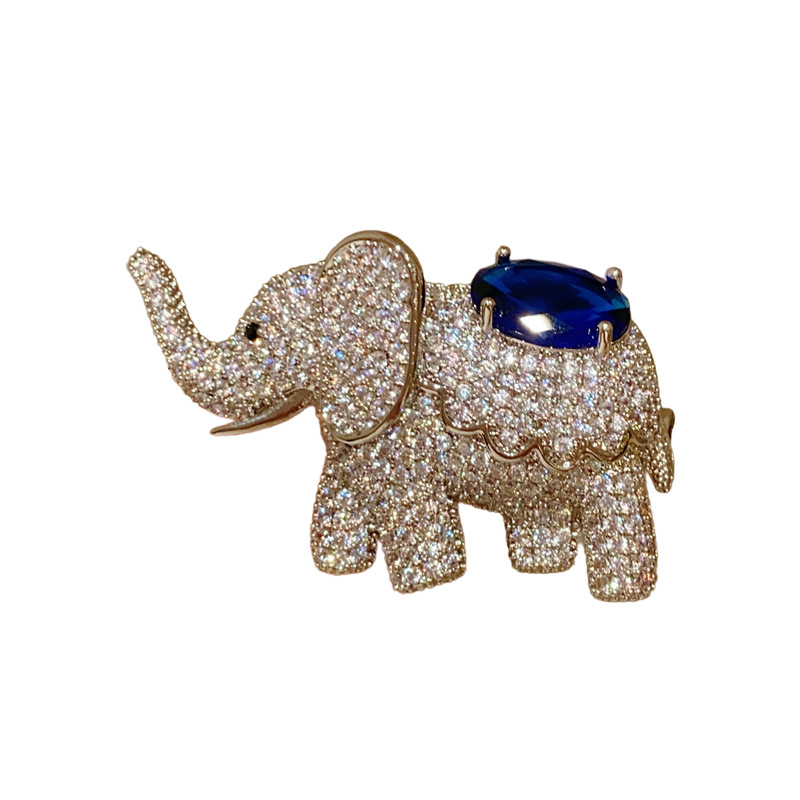 Broșă elefant din cupru, cu inserții de diamant, acoperire metalică, stil feminin coreean
