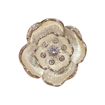 Bakrena broš s cvijetom, ručna izrada, 3D dizajn, elektropoliranje, ženski korejski stil