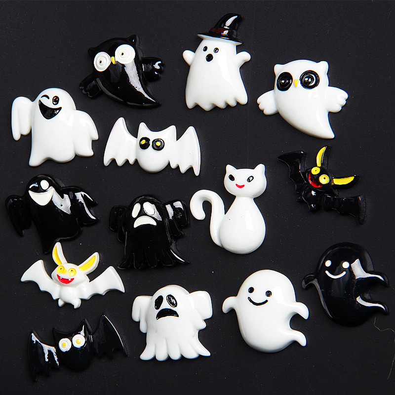 Halloween set smolnih dodataka za DIY torbe i ukrase za telefon – motiv duha, materijal plastika/smola, obrada kapanje ulja, brend Play to have fun