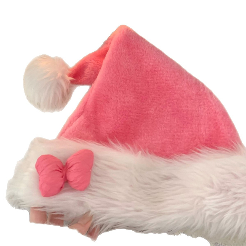 Розово плюшено коледно шапче за коса с панделка за жени — Famous Fox, възрастова група: възрастни, Зима 2025