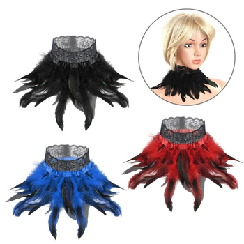 Хелоуинско колие от пера с дантелено шалче за възрастни, пролет 2025