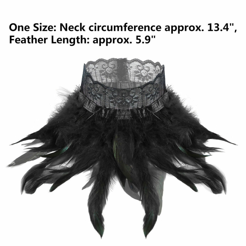 Хелоуинско колие от пера с дантелено шалче за възрастни, пролет 2025