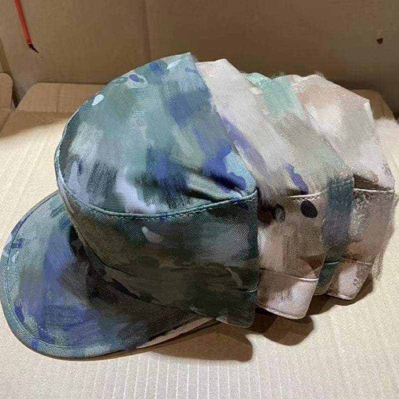 Spordimüts kamuflaazimustriga, lame tipp, tolmu- ja päikesekaitse, täiskasvanutele unisex, segatud kangas