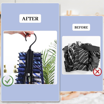 Kaklaraiščių ir diržų laikymo stovas, 20 skyrių kabykla, PP medžiaga, didelė talpa, paprastas stilius