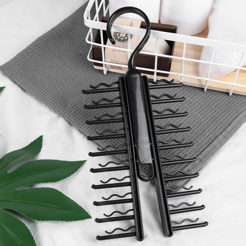 Kaklaraiščių ir diržų laikymo stovas, 20 skyrių kabykla, PP medžiaga, didelė talpa, paprastas stilius