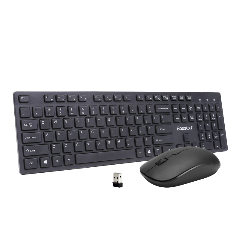 Vezeték nélküli billentyűzet és egér készlet, numerikus billentyűzet, 104 gomb, 2.4G vezeték nélküli kapcsolat, 1000 DPI