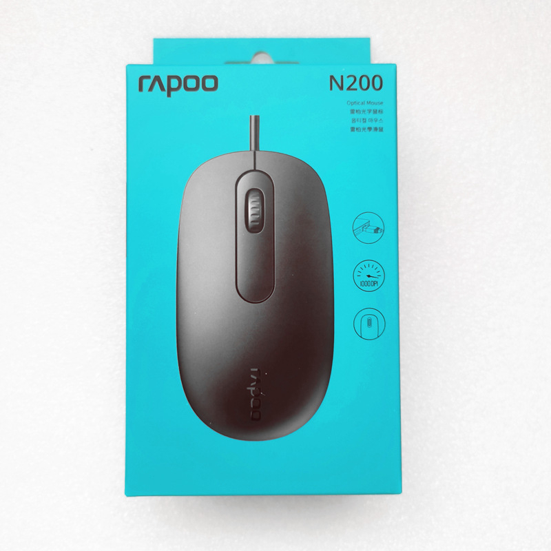 Rapoo N200 ενσύρματο οπτικό ποντίκι, USB διεπαφή, 1000dpi, 3 πλήκτρα, συμβατό με φορητό υπολογιστή