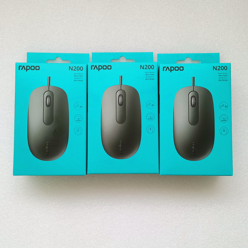 Rapoo N200 ενσύρματο οπτικό ποντίκι, USB διεπαφή, 1000dpi, 3 πλήκτρα, συμβατό με φορητό υπολογιστή