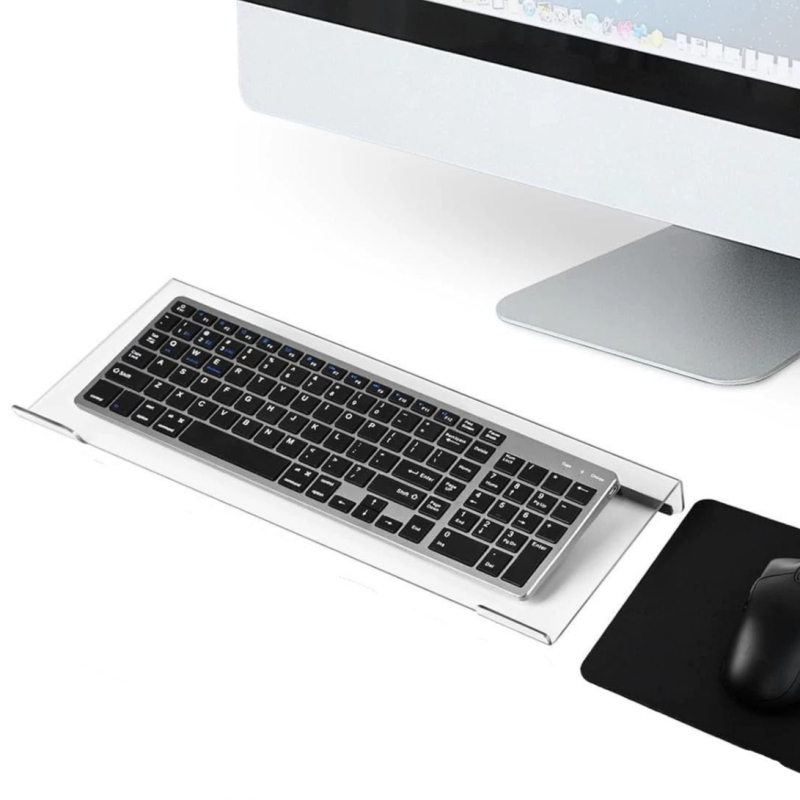 Skaidrus akrilo klaviatūros demonstravimo laikiklis, Z formos stalo laikiklis visoms klaviatūroms, be montavimo, RMDA