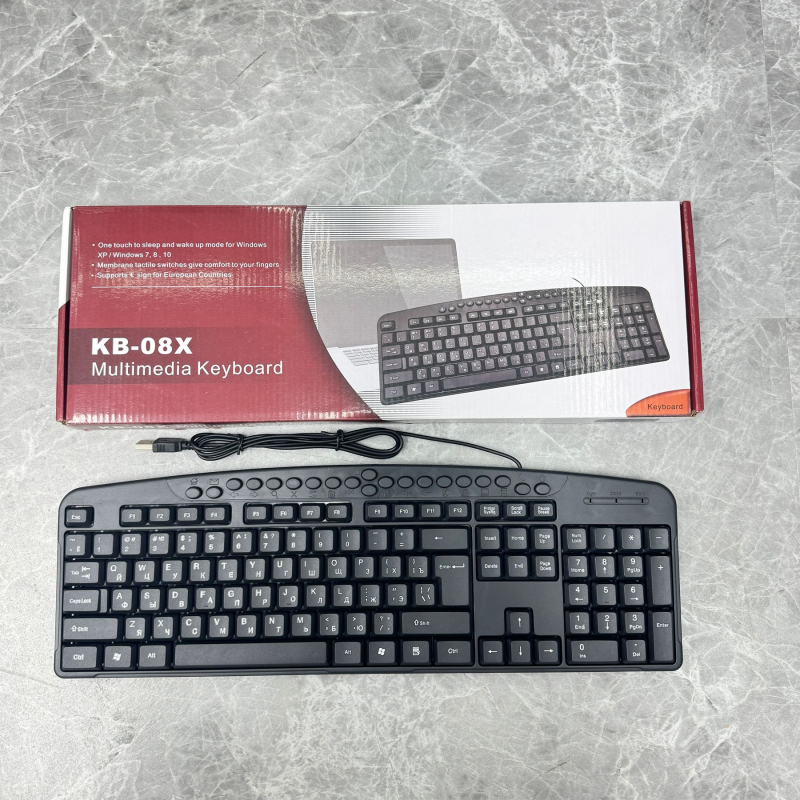 Tastatură cu membrană pentru desktop, 104 taste, conectată prin cablu, nu este rezistentă la apă
