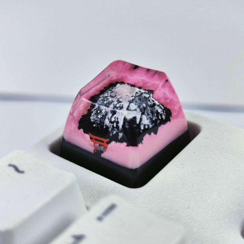 Capac ABS personalizat pentru tastatură mecanică Cross-Axis — transparent, motiv Snow Mountain Cherry Blossom, 2 g, capac de tastă unic