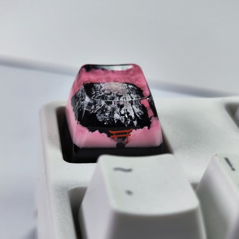 Capac ABS personalizat pentru tastatură mecanică Cross-Axis — transparent, motiv Snow Mountain Cherry Blossom, 2 g, capac de tastă unic