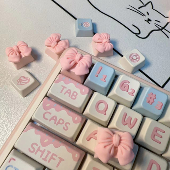 Προσαρμοσμένα καλύμματα πλήκτρων, προφίλ XDA ύψους, σχέδιο καρτούν με φιόγκο, εκτύπωση με σουμπλιμάτσιον, για κανονικά και μηχανικά πληκτρολόγια