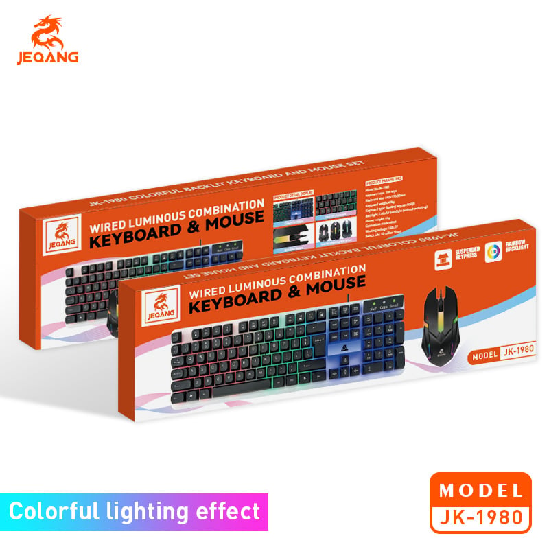 Set tipkovnice i miša, žični spoj, vodootporan dizajn i RGB pozadinsko osvjetljenje, 104 tipke