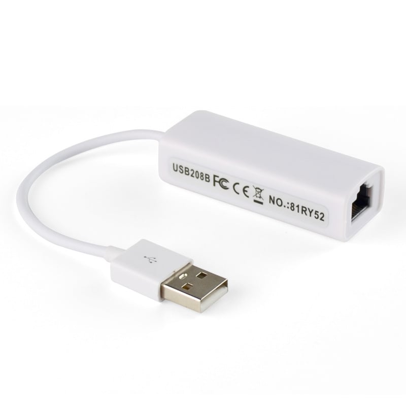 USB Ethernet adapteris (RJ-45), 10/100 Mbps, USB 2.0, plug‑and‑play, išorinė USB kortelė