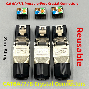 Kristāla RJ45 savienotājs ar aizsardzību Cat6A/7/8 — uzstādīšana bez instrumentiem, datoru tīklam