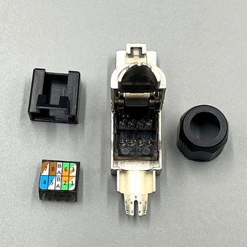 Kristāla RJ45 savienotājs ar aizsardzību Cat6A/7/8 — uzstādīšana bez instrumentiem, datoru tīklam