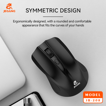 JEQANG JB-208 безжична безшумна мишка за бизнес и офис, 4 бутона, ергономична, DPI с регулируема настройка, Plug-and-Play