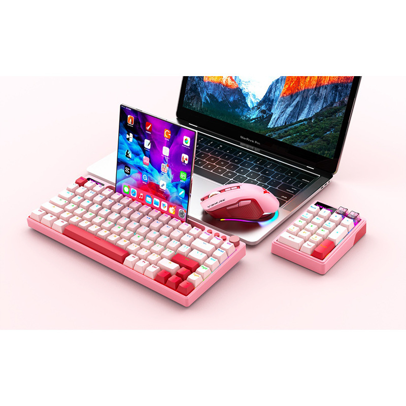 K84 Безжичен комплект клавиатура и мишка с Bluetooth, механични превключватели, RGB подсветка, Plug-and-Play