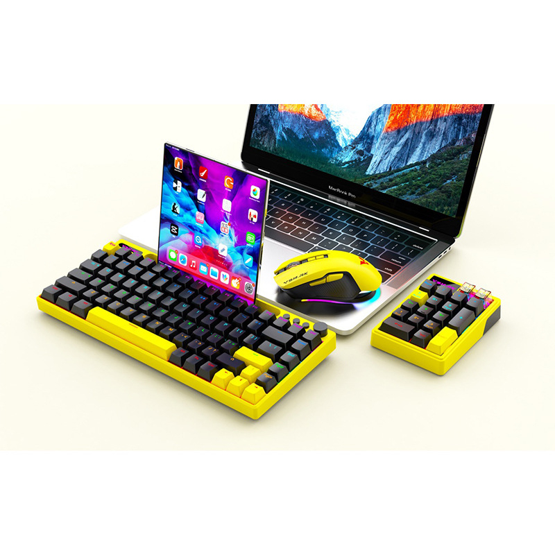 K84 Безжичен комплект клавиатура и мишка с Bluetooth, механични превключватели, RGB подсветка, Plug-and-Play