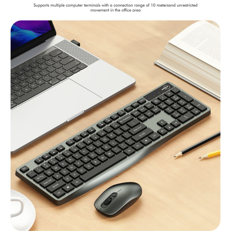 UMILA SC601 Безжичен комплект клавиатура и мишка, 2.4G, 1600 DPI, ергономичен, водоустойчив