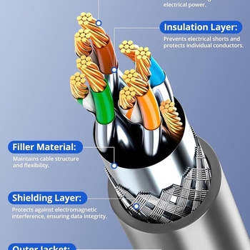 Cat5e Ethernet vads RJ-45, 8 vadi, 1200 Mbps, savīti pāri