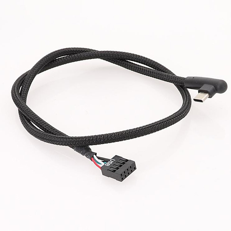 USB 9-pinski kabel Type-C s 90° kutem, opleteni podatkovni kabel za matičnu ploču