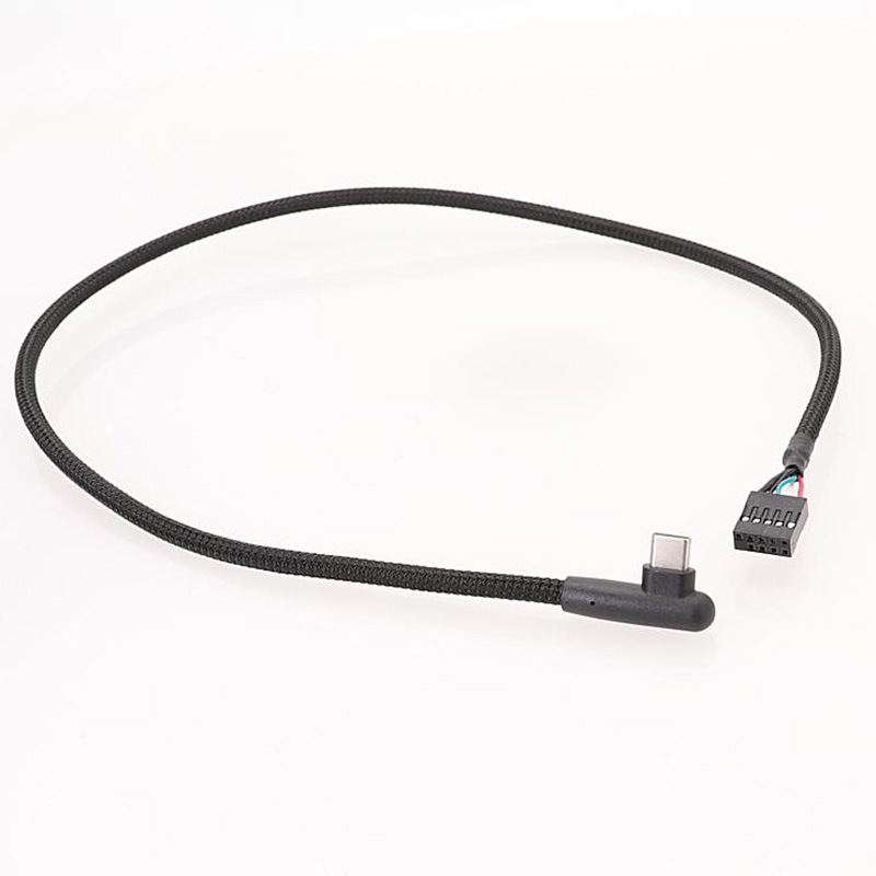 USB 9-pinski kabel Type-C s 90° kutem, opleteni podatkovni kabel za matičnu ploču