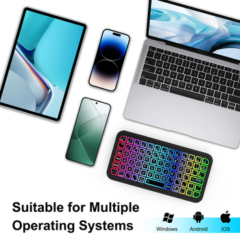 Mini tastatură Bluetooth cu iluminare de fundal, încărcare Type-C, design portabil și ergonomic