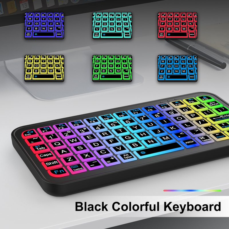 Mini tastatură Bluetooth cu iluminare de fundal, încărcare Type-C, design portabil și ergonomic