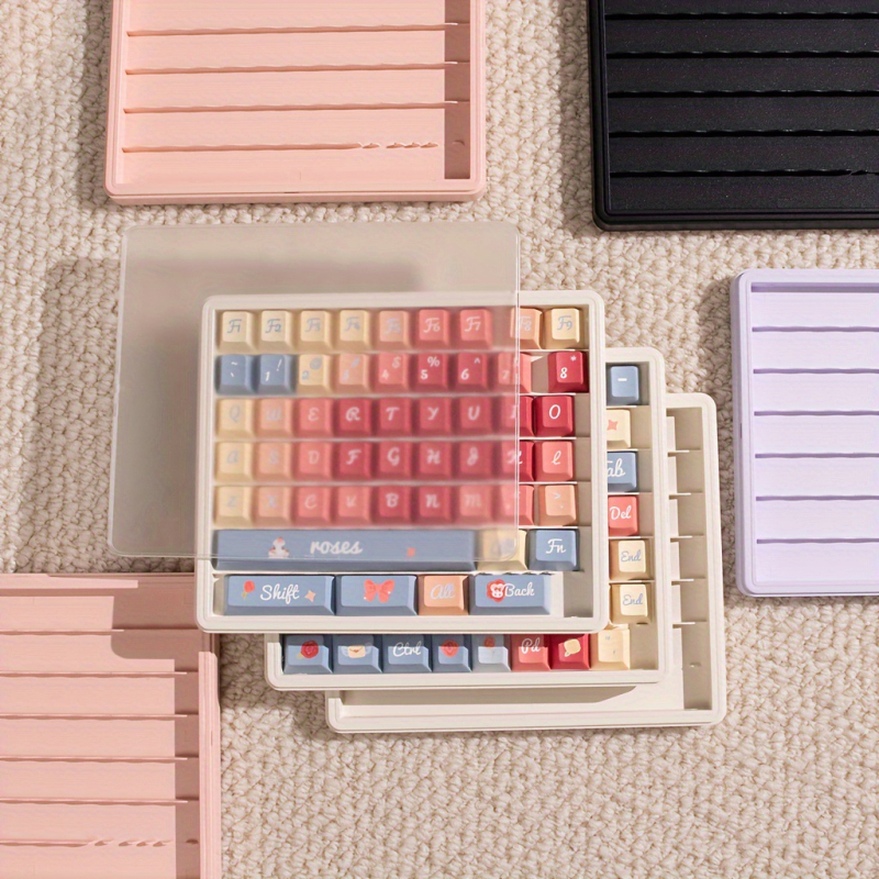 ABS keycap tároló- és kiállító doboz, porálló, több rétegű, kapacitás 130–140 keycaps
