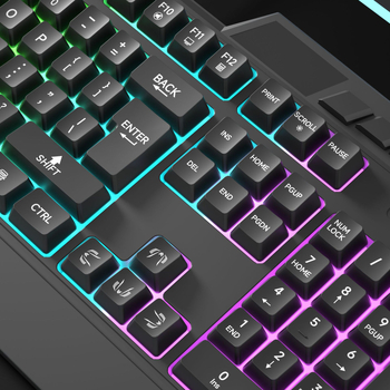 Tastatură de gaming cu cablu USB, 87 de taste, iluminare RGB, cu suport pentru încheieturi