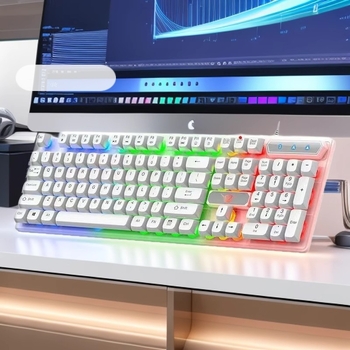 Tastatură mecanică cu iluminare RGB, conectare USB cablată, 98+ taste, compatibilitate universală