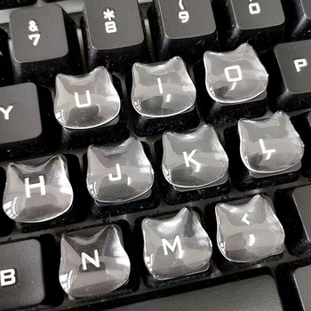 Stickere pentru taste de tastatură, creștere a înălțimii tastelor, sticlă de cristal, motiv drăguț cu cap de pisică, ajutor pentru tastare și manichiură