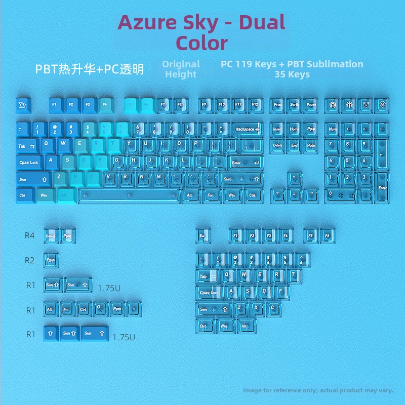 Set keycaps pre mechanickú klávesnicu, PBT dvojfarebné vstrekovanie, dvojfarebné klávesy, originálna výška 154 kláves