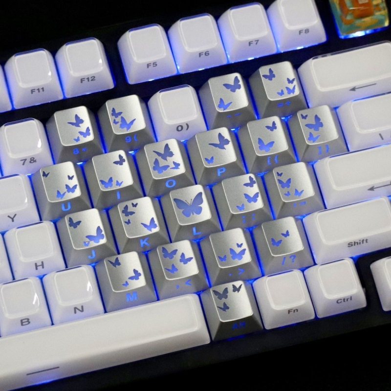 Love butterfly сет ключкап – 21 ключа, странично гравирани, сублимиран PBT, OEM височина, съвместим с Wooting Night