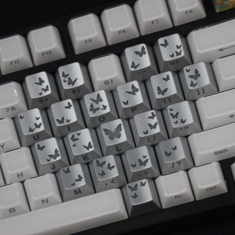 Love butterfly сет ключкап – 21 ключа, странично гравирани, сублимиран PBT, OEM височина, съвместим с Wooting Night