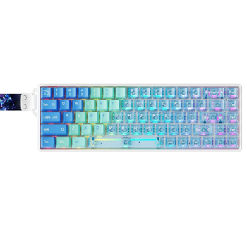 Vezeték nélküli mechanikus billentyűzet készlet három módban kapcsolódással, zöld kapcsolók, ABS ház, vízálló